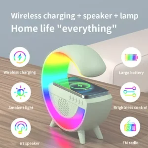 Смарт LED лампа- Тонколона, Лампа, Безжично зарядно, Smart G-lamp