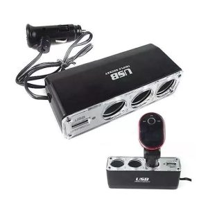 Троен разклонител за запалка за кола и USB