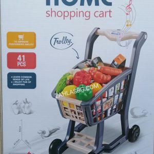 Детски комплект количка за пазаруване и продукти